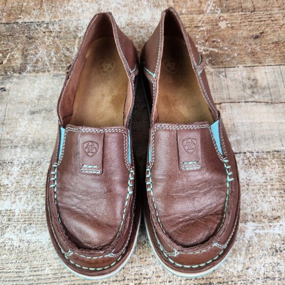 Ariat Cruiser Women Size 7.5 B Brown ECO Leather Casual Loafer Slip On Comfort - Picture 9 of 10